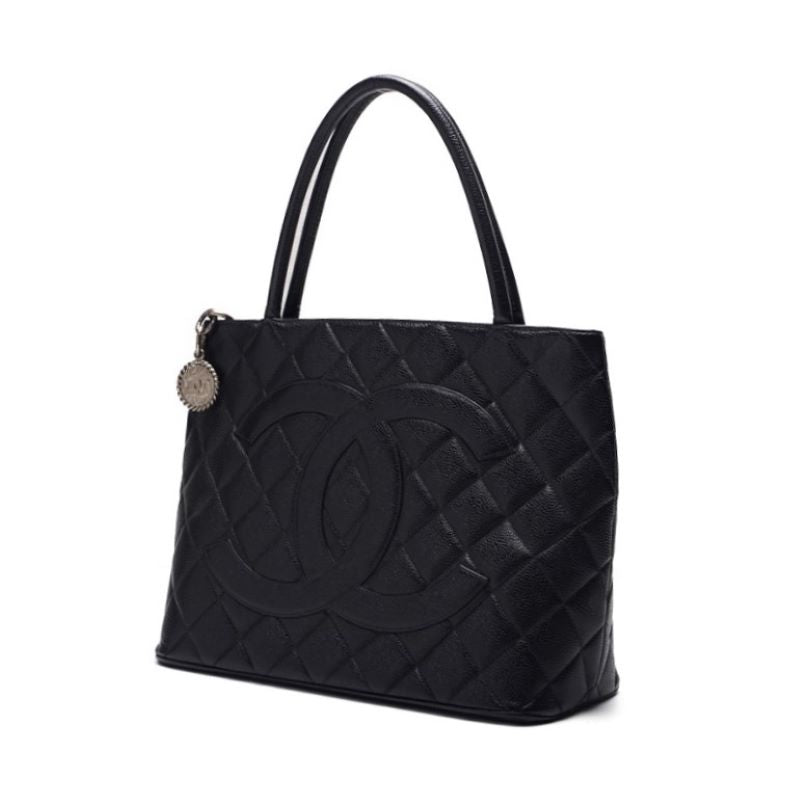 Chanel Matrasse ed Tote Caviar S Black (Silver G ) 's Bag Lady's Start Bag Tote Bag Hybrid ? Ship? Khao Yamamoto Online