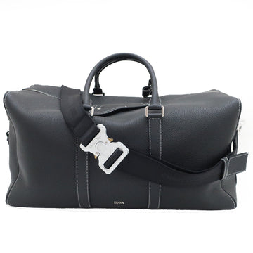 Christian Dior Boston Bag BK Black Leather Mens Silver G  Shoulder Strip Bags Beautiful s
