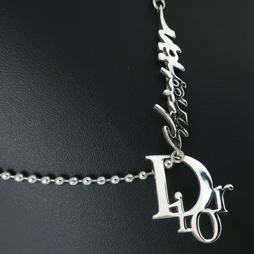 Dior Dior logo necklace metal x fake pearl silver about 12.5g logo ladies