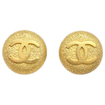 Chanel Button Earrings Gold Clip-On Large 95A