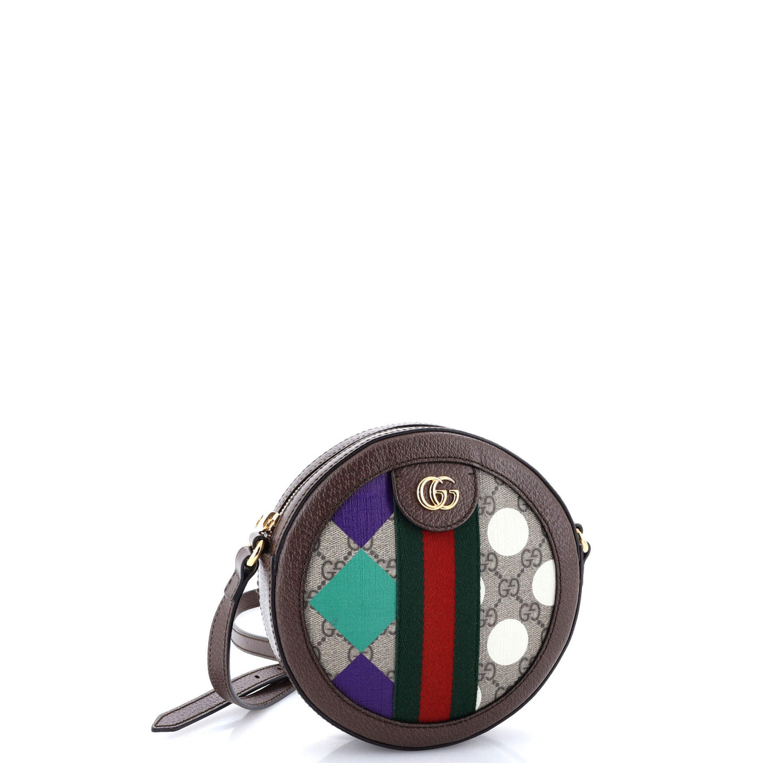 Ophidia Round Shoulder Bag Printed GG Coated Canvas Mini