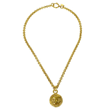 Chanel 1994 Woven CC Pendant Necklace Gold 29