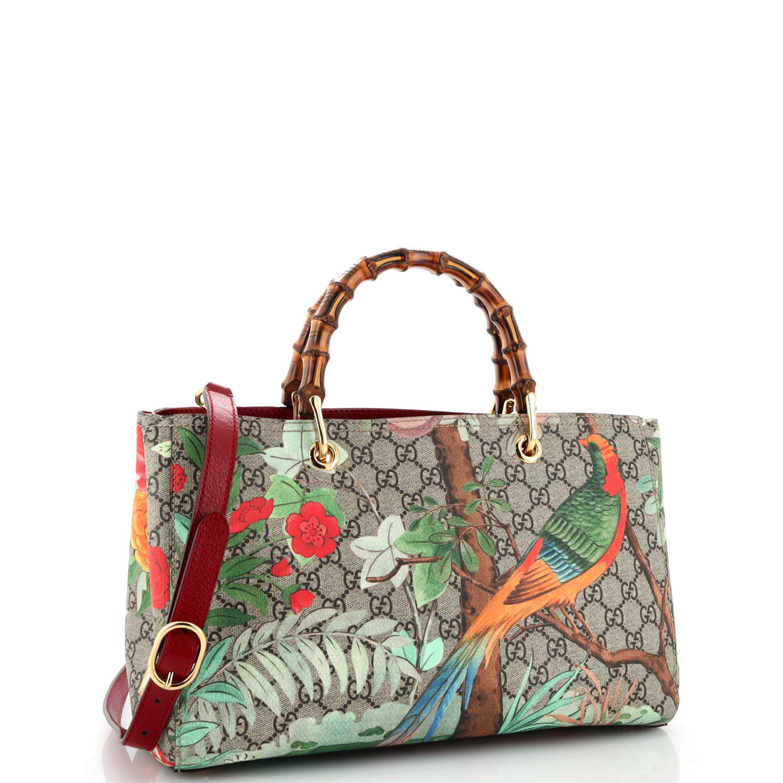 Bamboo Shopper Tote Tian Print GG Coated Canvas Medium