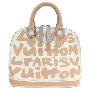 Louis Vuitton Handbag Alma MM Monogram Graffiti M92180 White / Beige Silver  Leather Women  Preservation Bag  White / Beige Silver Tools