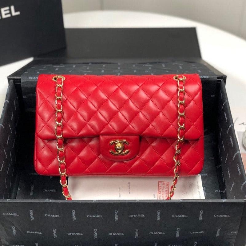 Makersluxe - Lambskin Jumbo Shoulder Bag Red
