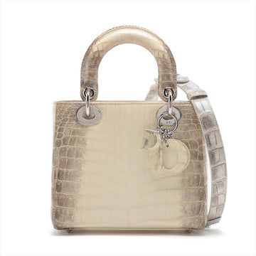 Christian Dior  Dior Crocodile 2WAY Handbag White Himalas