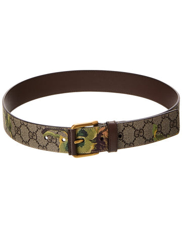 Gucci GG Supreme Canvas & Leather Belt