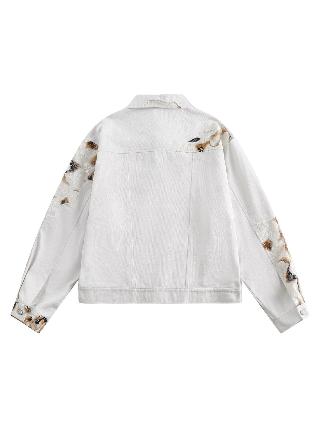Makersluxe American Retro Lace Patchwork Denim Jacket