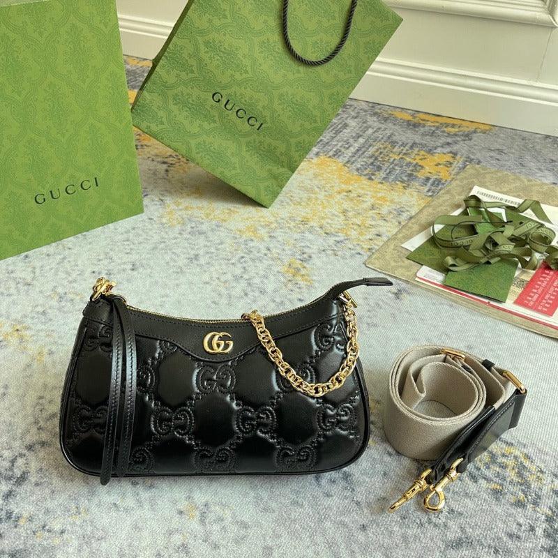 Makersluxe - GG Matelassé Shoulder Bag Black