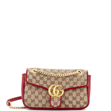 GG Marmont Flap Bag Diagonal Quilted GG Canvas Small