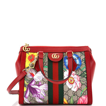 Ophidia Top Handle Tote Flora GG Coated Canvas Small