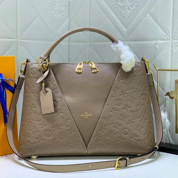 Makersluxe - Taupe Monogram Leather Handbag