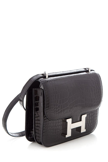 Hermès 2019 Black Crocodile Constance Mini Handbag