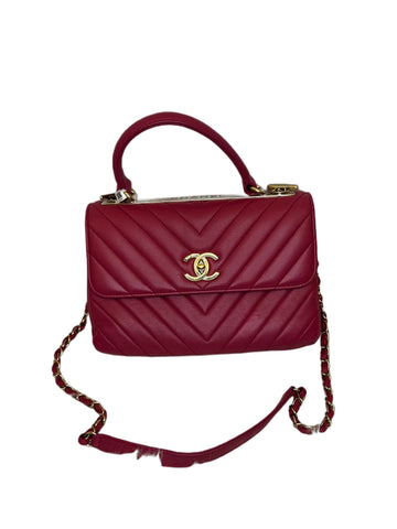 Chanel Chevron CC Dark Pink Quilted Bag B24-86