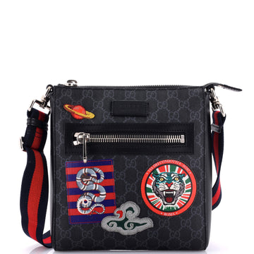 Night Courrier Zip Messenger GG Coated Canvas with Applique Small