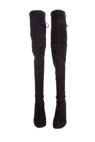Stuart Weitzman Black Suede Highland Boots SZ 8.5