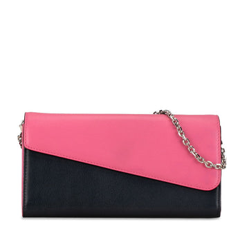 Dior Long Wallet Chain Wallet Pink Navy Leather  Dior ()