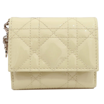 Dior  Dior Three Fold Wallet Lotus Wallet S0181 OVRB M26Y Patent Leather Lady Light Yellow/GD Gold   Women Dress   Bag Box