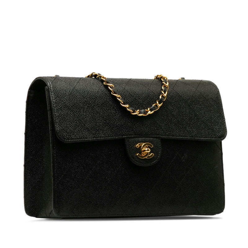 Chanel Decamatrasse ingle Flap Gold  Chain Shoulder Bag Black   CHANEL