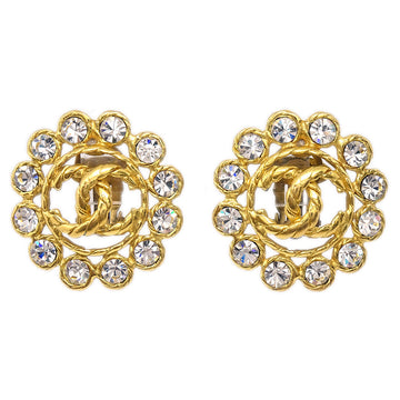 Chanel Gold Earrings Clip-On Rhinestone 29