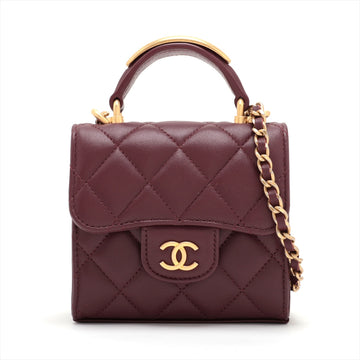 Chanel Mini Matrasse  Chain Shoulder Bag Top Handle Bordeaux G