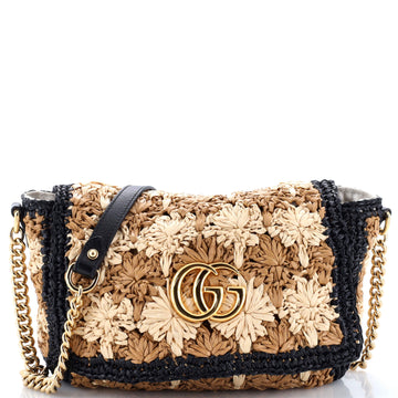 GG Marmont Flap Bag Raffia Small
