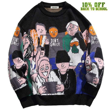 Makersluxe® Streetwear Cartoon Knitted Sweater Character