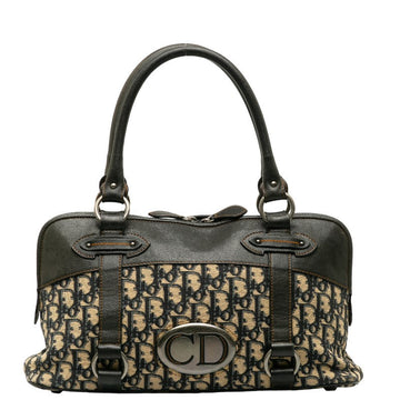 Dior Vintage Trotter CD Logo Plate Handbags Navi Canvas Leather Ladies Dior