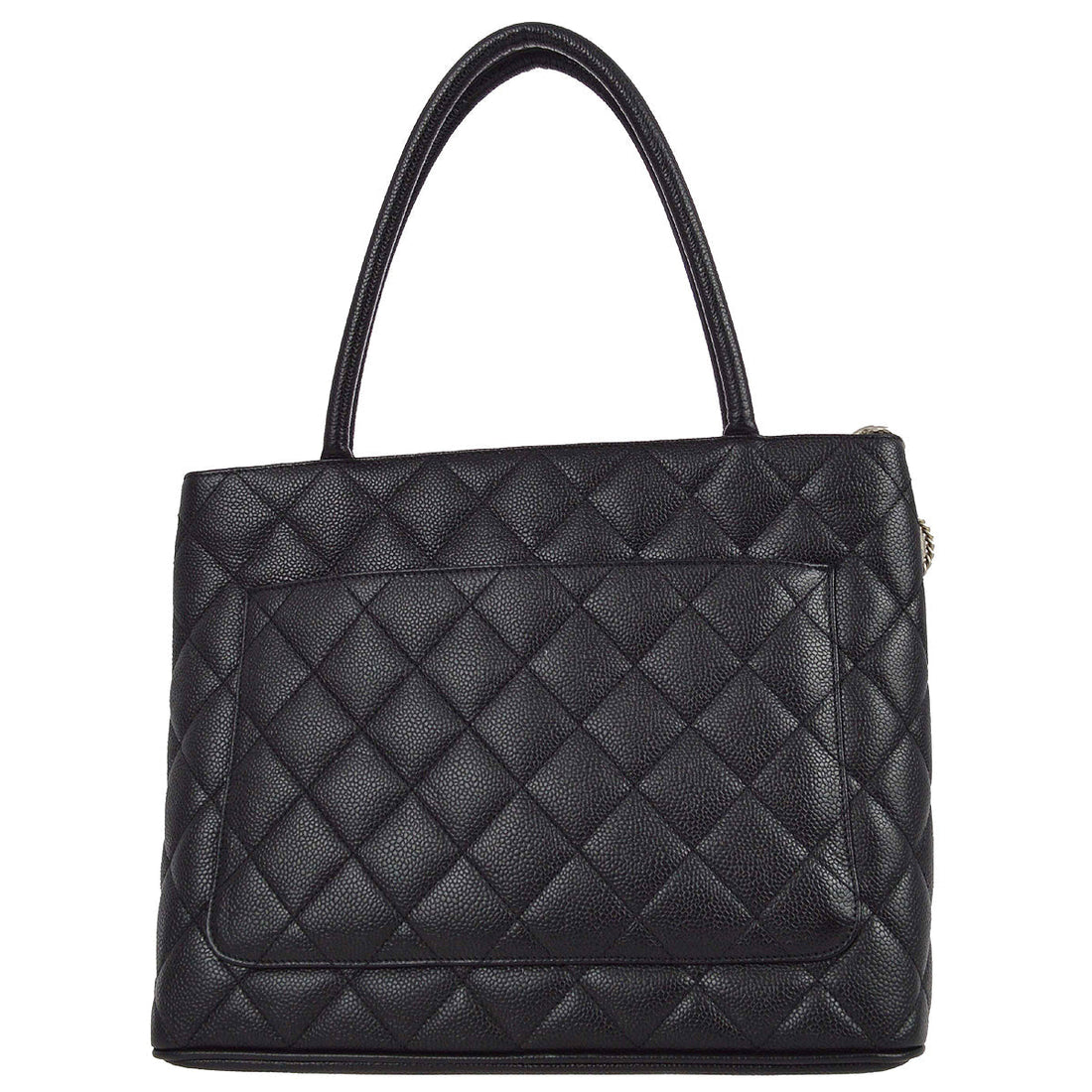 Chanel Black Caviar Medallion Tote Handbag