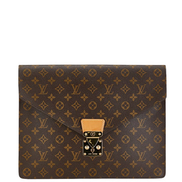 Louis Vuitton Monogram Porte Document Senator Business Bag Backpack M53335 Brown PVC Leather Mens LOUIS VUITTON