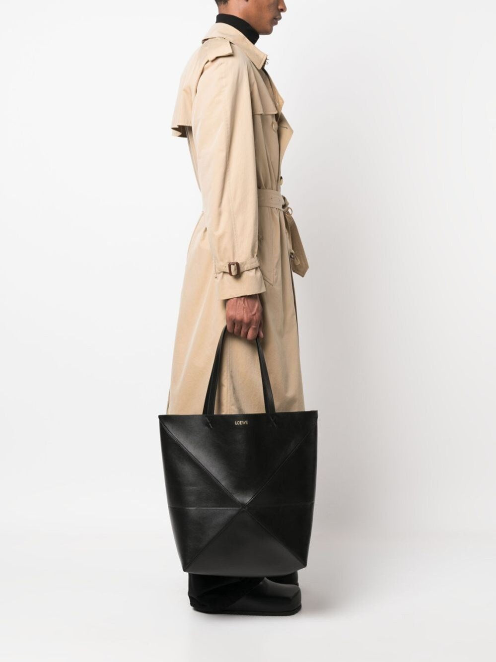 Loewe Men Xl Puzzle Fold Tote In Shiny Calfskin