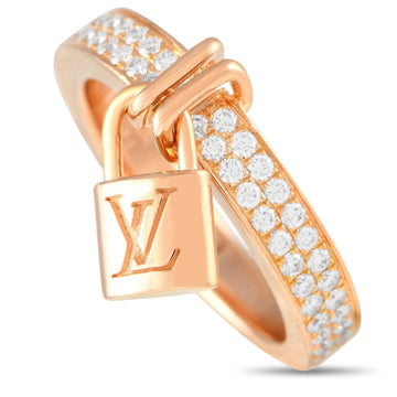 Louis Vuitton 18K Rose Gold 0.40ct Diamond Lock Ring LV28-103123