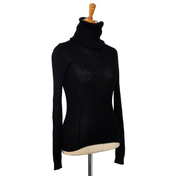 Chanel Cocomark Nits Tartar Neck sweaters Black Casimir Silk Ladies Chanel