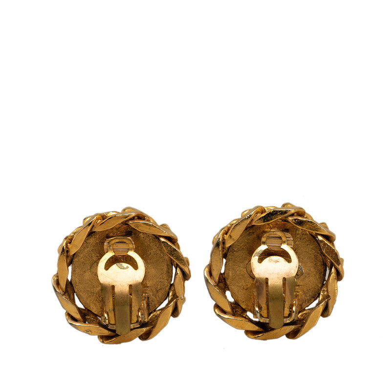 Chanel Vintage Stone Earring Gold Ladies
