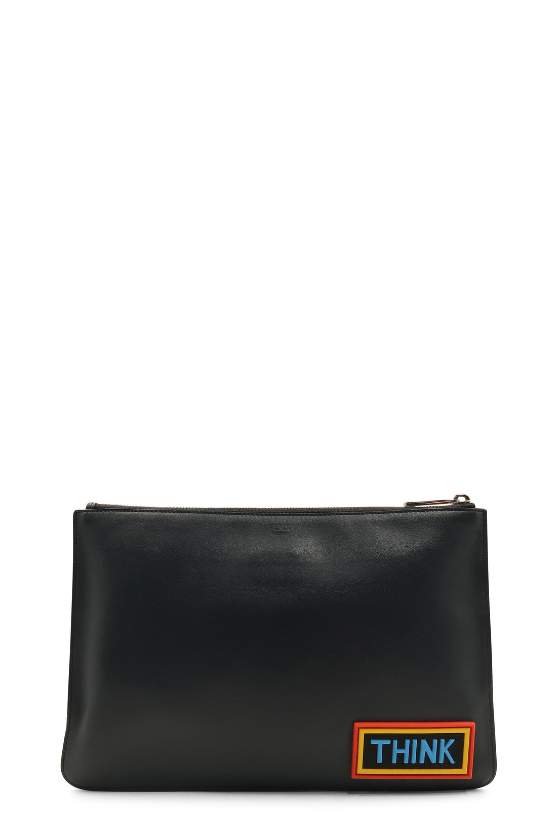 Think Vocabulary Leather Clutch Navy