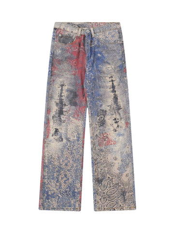 Makersluxe Paisley Printed Jeans - 2186