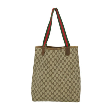 GUCCI Web Sherry Line GG Canvas Tote Bag Beige Red Green fm1307