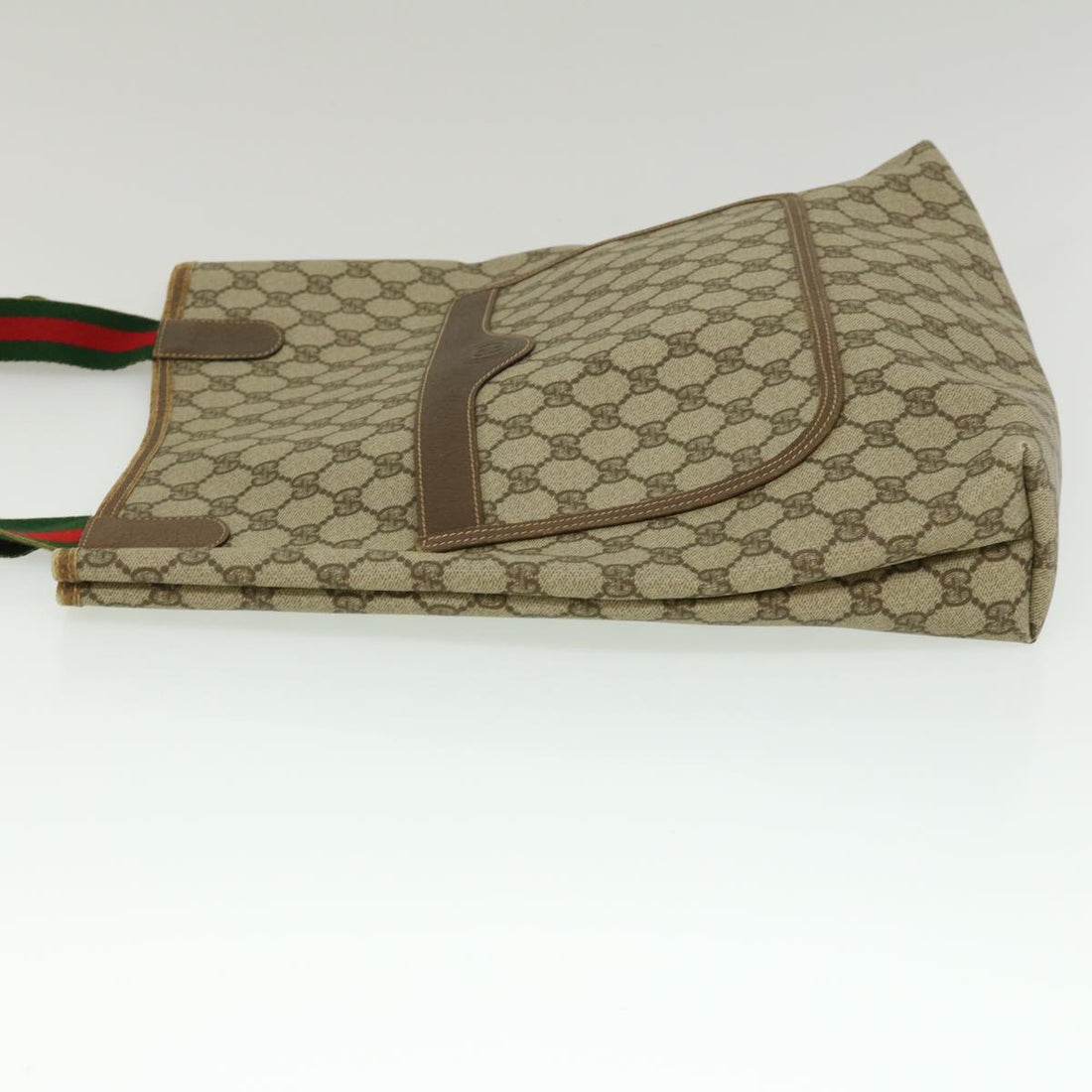GUCCI Web Sherry Line GG Canvas Tote Bag Beige Red Green fm1307