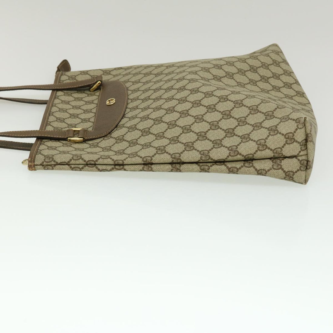 GUCCI GG Canvas Shoulder Bag PVC Leather Beige fm1310