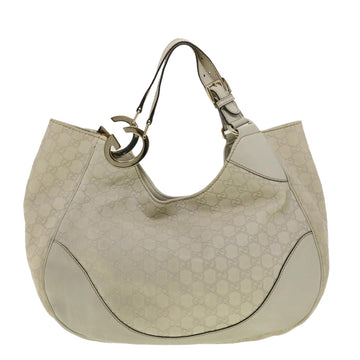 GUCCI GG Canvas Tote Bag Leather White fm1564