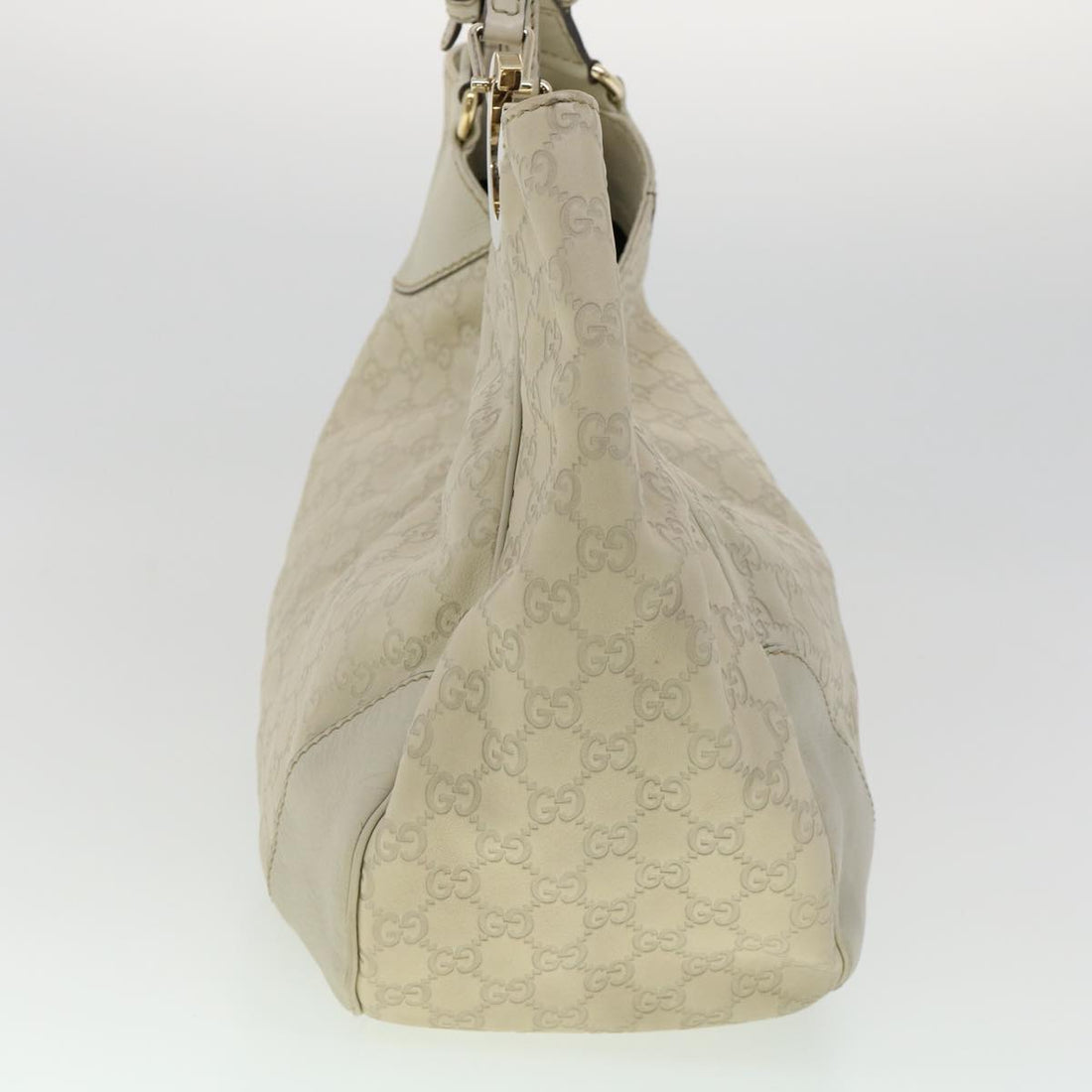 GUCCI GG Canvas Tote Bag Leather White fm1564