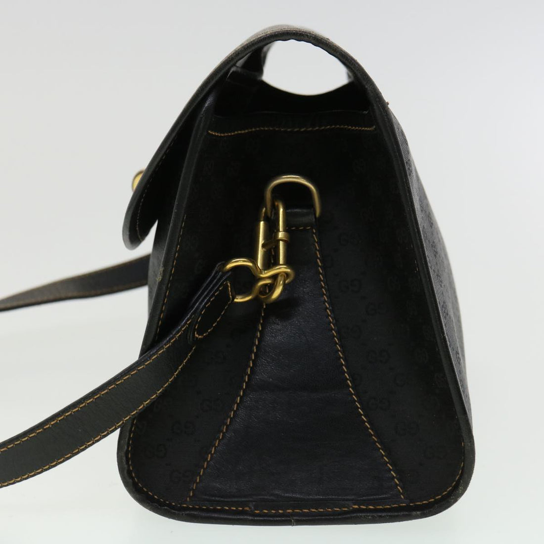 GUCCI Micro GG Canvas Turn Lock Shoulder Bag Black fm1814