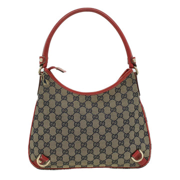 GUCCI GG Canvas Shoulder Bag Beige Red fm1893