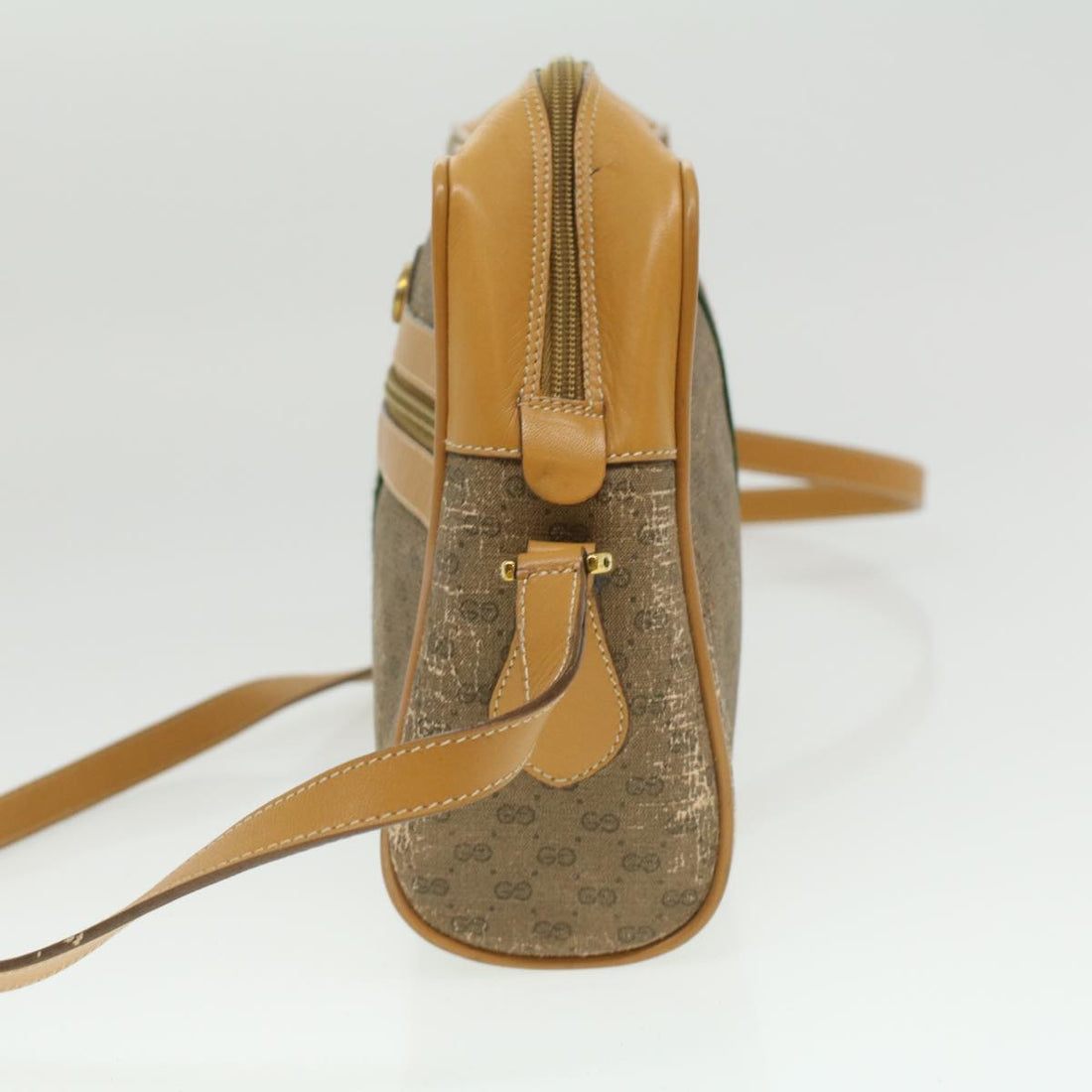 GUCCI Micro GG Canvas Web Sherry Line Shoulder Bag Beige Red Green fm1935