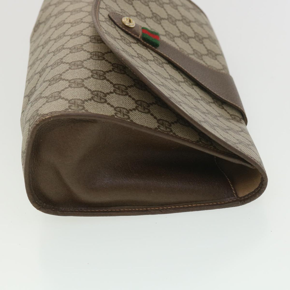 GUCCI GG Canvas Web Sherry Line Clutch Bag Beige Red 156.01.031 fm2132