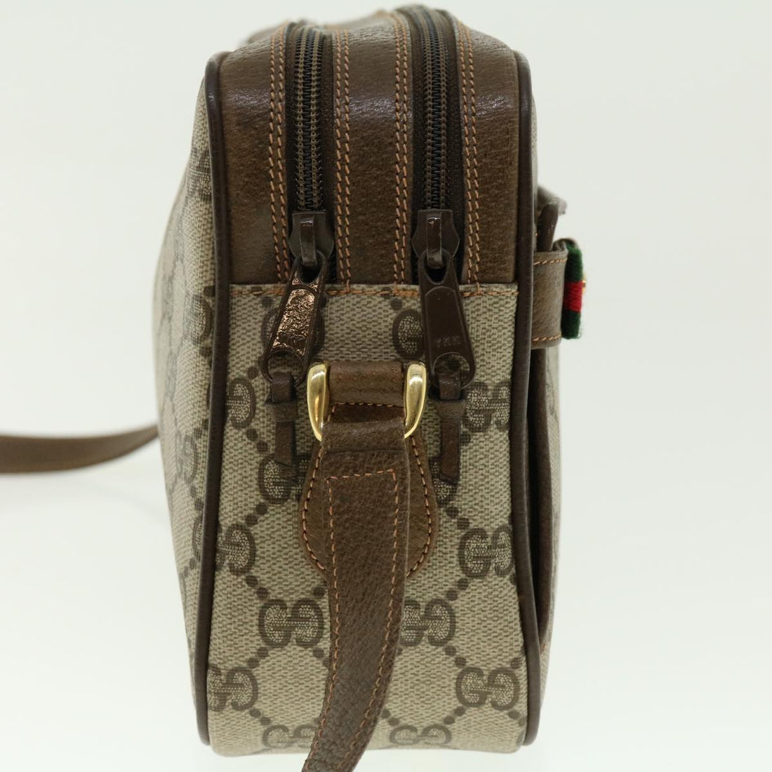 GUCCI GG Canvas Web Sherry Line Shoulder Bag Beige Red Green fm2200