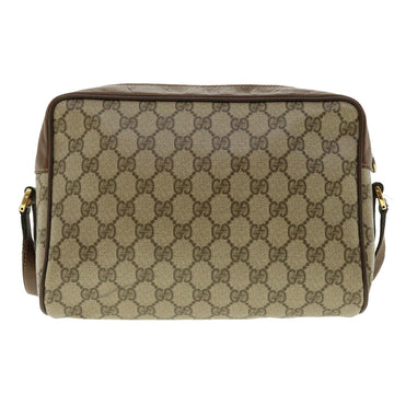 GUCCI GG Canvas Web Sherry Line Shoulder Bag PVC Leather Beige Green fm2201