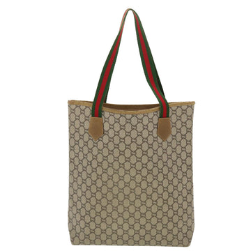 GUCCI GG Plus Canvas Web Sherry Line Tote Bag Beige Red Green fm2209