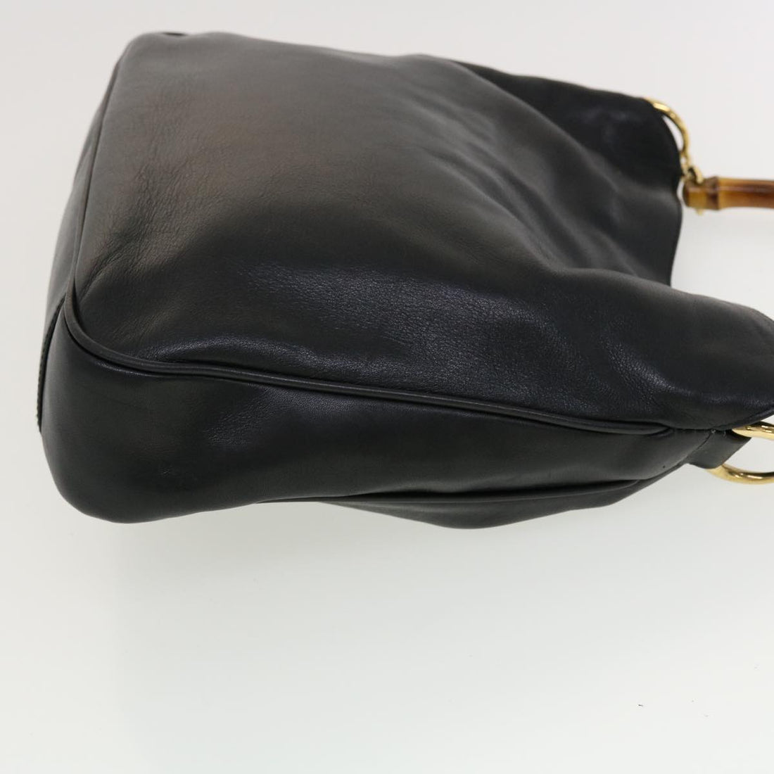 GUCCI Bamboo Shoulder Bag Leather Black fm2313