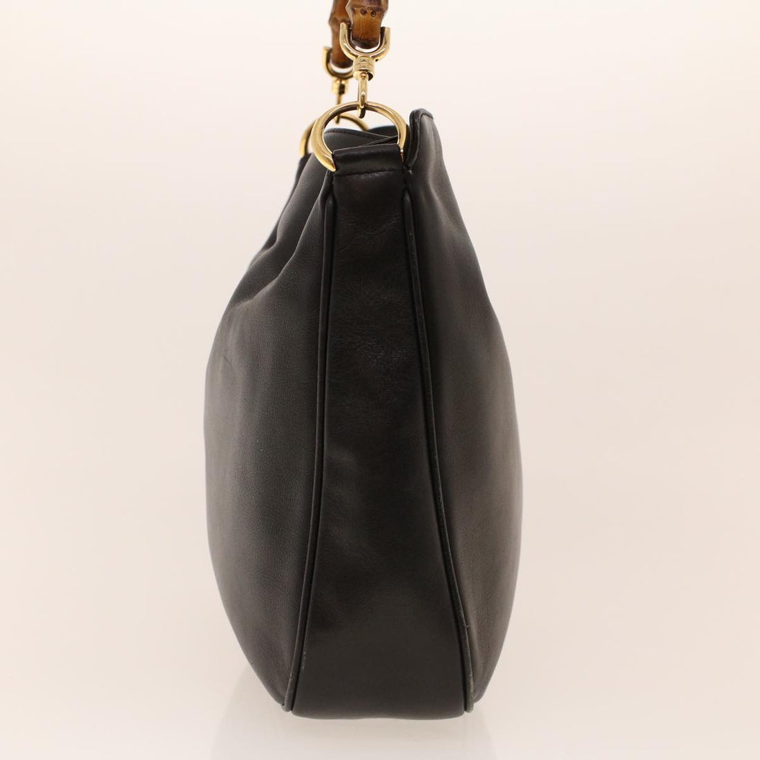 GUCCI Bamboo Shoulder Bag Leather Black fm2318